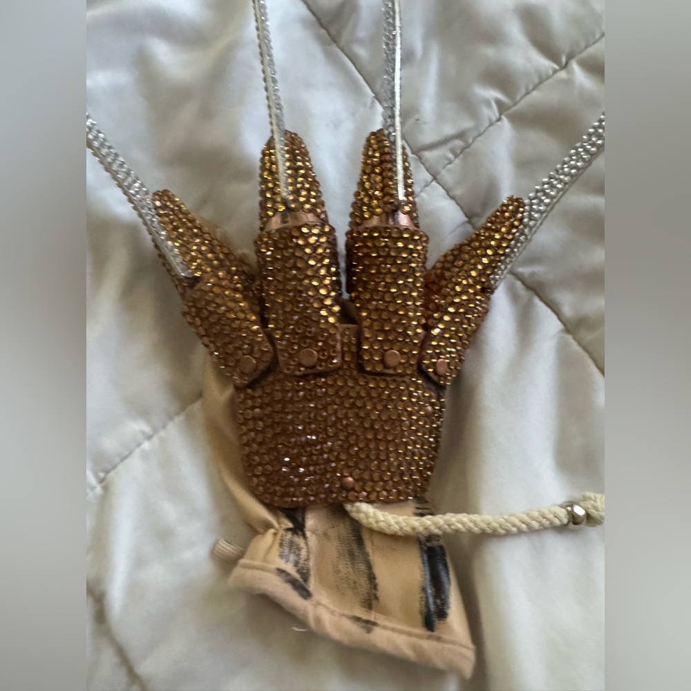 Gold and Silver Bejeweled Freddie Kreuger Halloween Glove Accessory